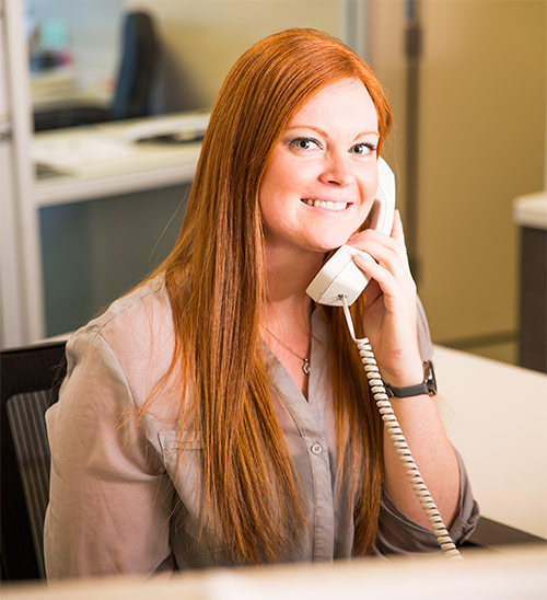 Woman smiling on the phone